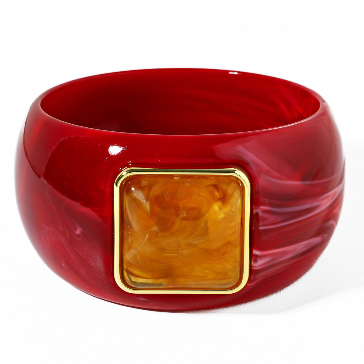 Retro Ombre Gold-Edged Square Resin Bracelet