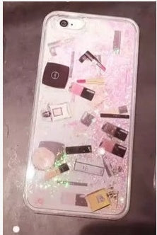 Cosmetics pattern mobile phone case liquid quicksand protective cover