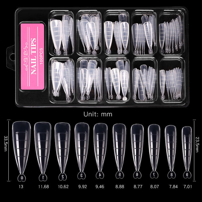 Nail Art Sheets Ultra-thin Non-marking Water Drop Pointed Ballet Coffin Trapezoid Sheets 100 Pieces Box Sheets with Scale