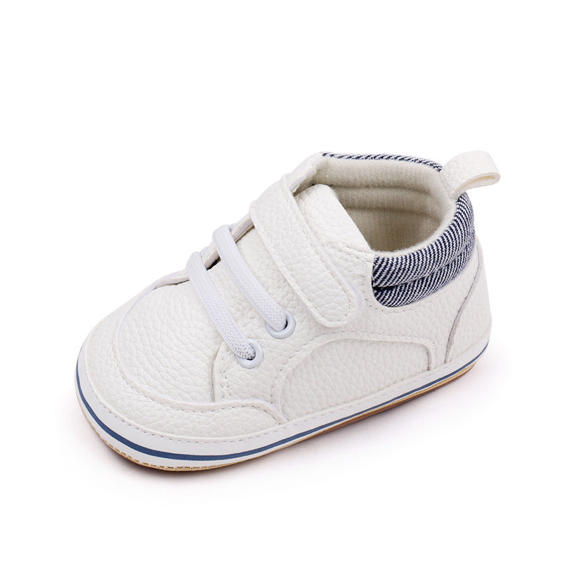 Fashionable Solid-color PU Leather First-walker Shoes For Babies