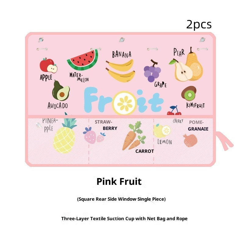 New Car Sunshade With Net Bag Multifunctional Storage Sunscreen Storage Bag Cartoon Car Sucker Curtain