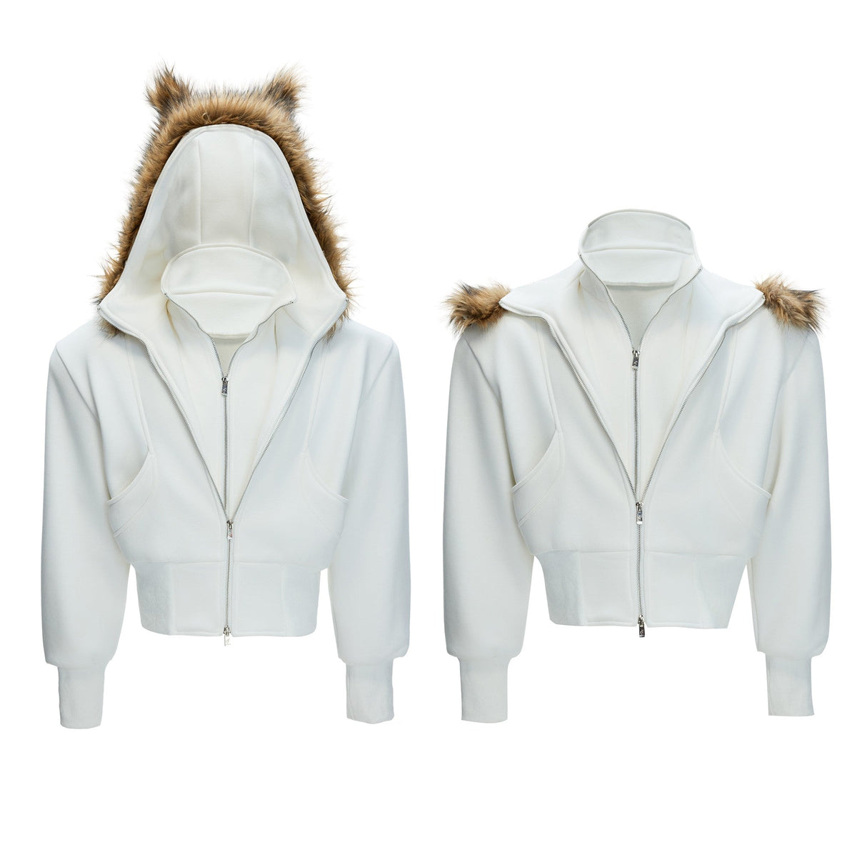 Fake Two-piece Hooded Sweatshirt Jacket For Winter