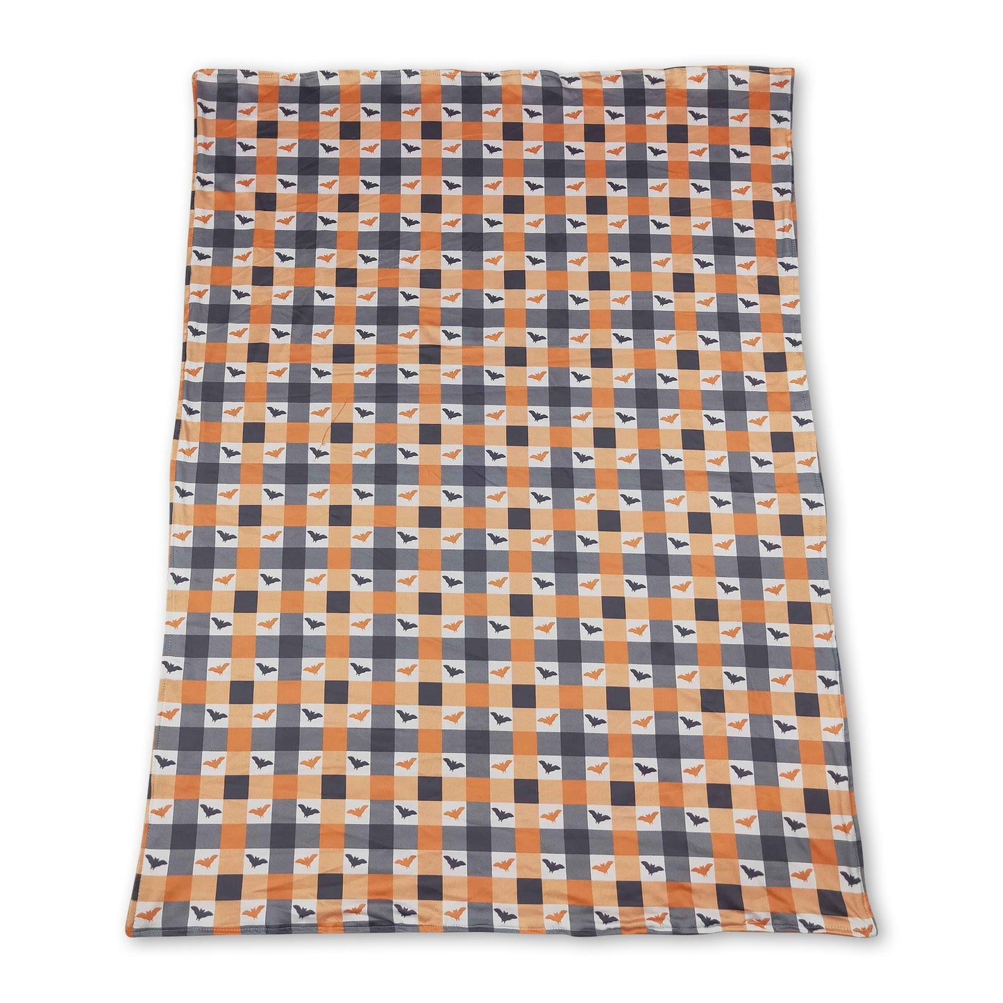 Orange plaid bat baby kids Halloween blanket
