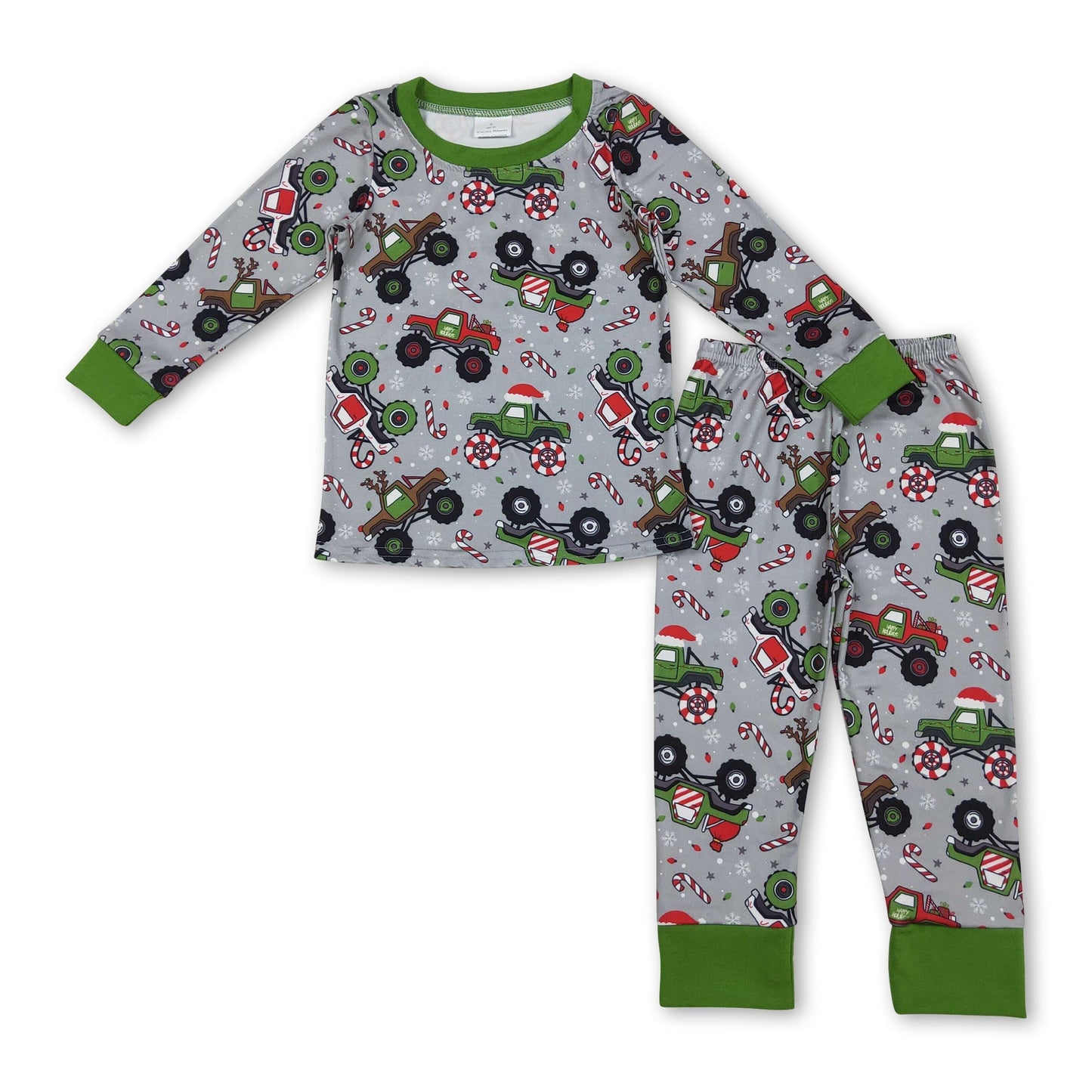 Christmas hat truck candy cane kids boys pajamas