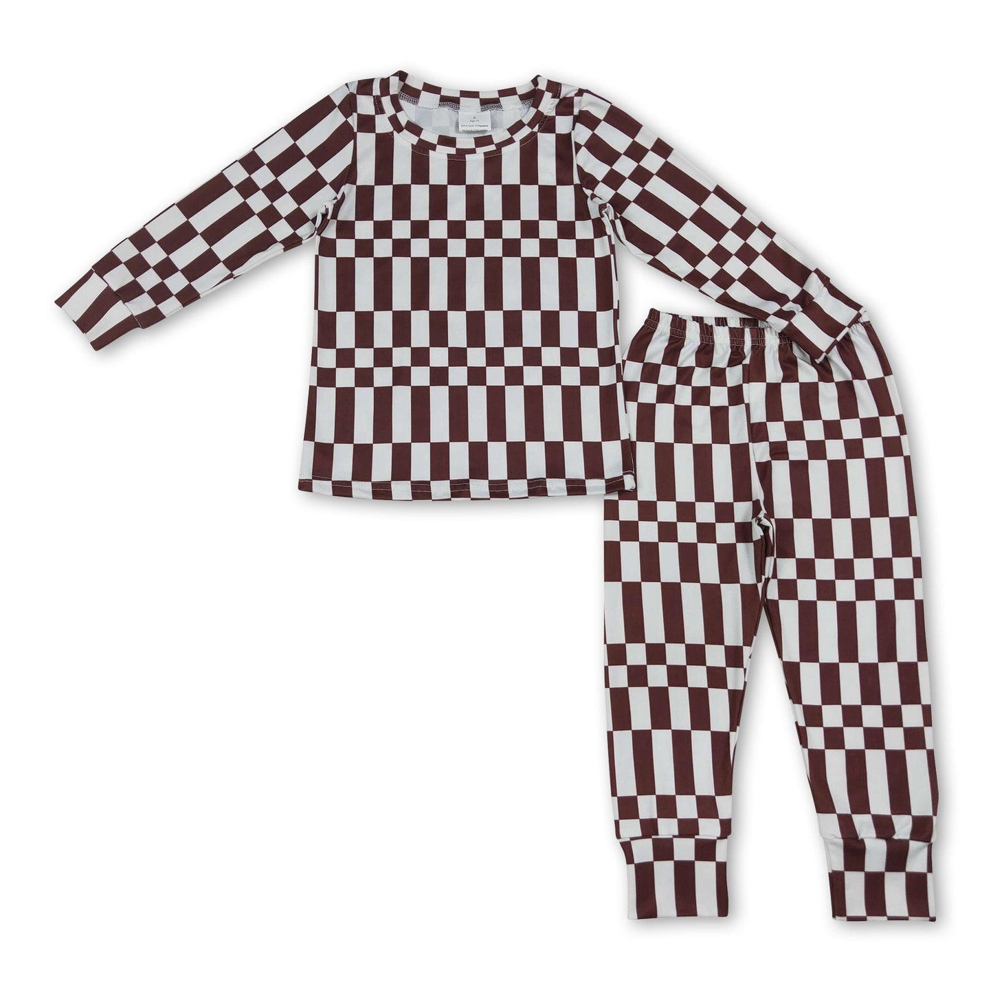 Long sleeves plaid stripe top pants baby kids fall pajamas