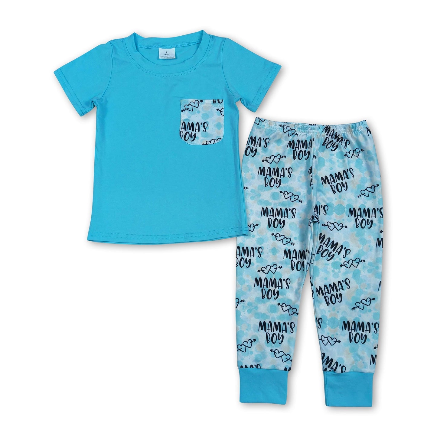 Short sleeves mama's boy pocket top pants kids outfits