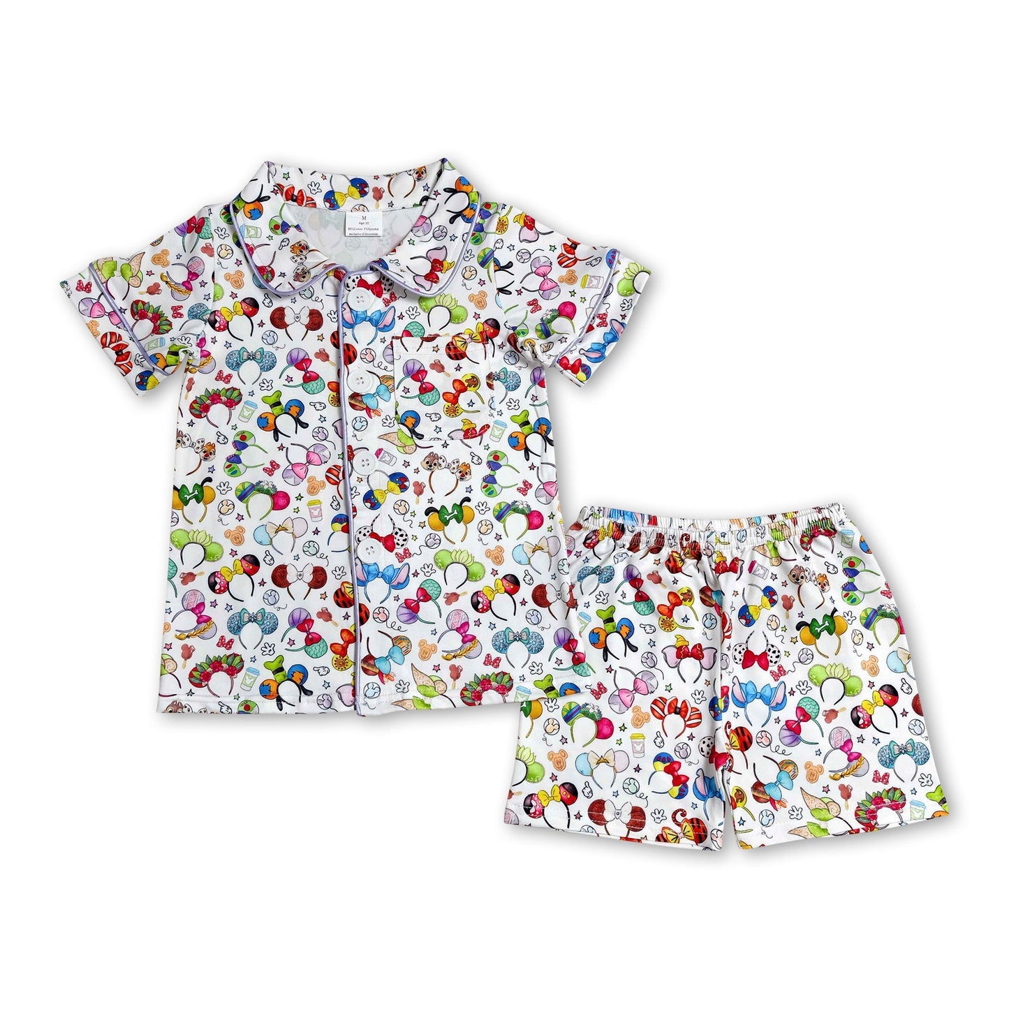 Lavender princess ears kids button down pajamas