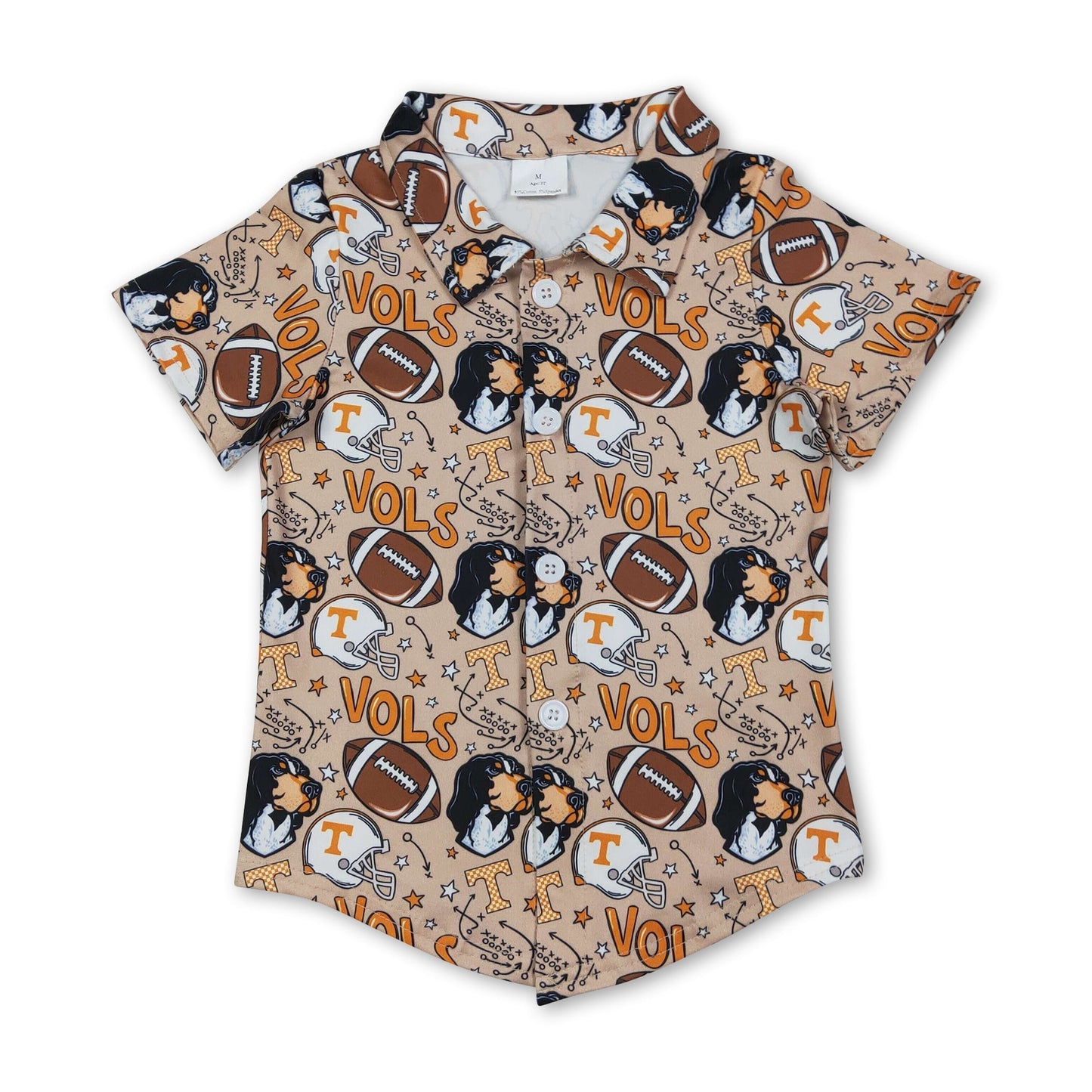Football dog T kids boys team button down shirt