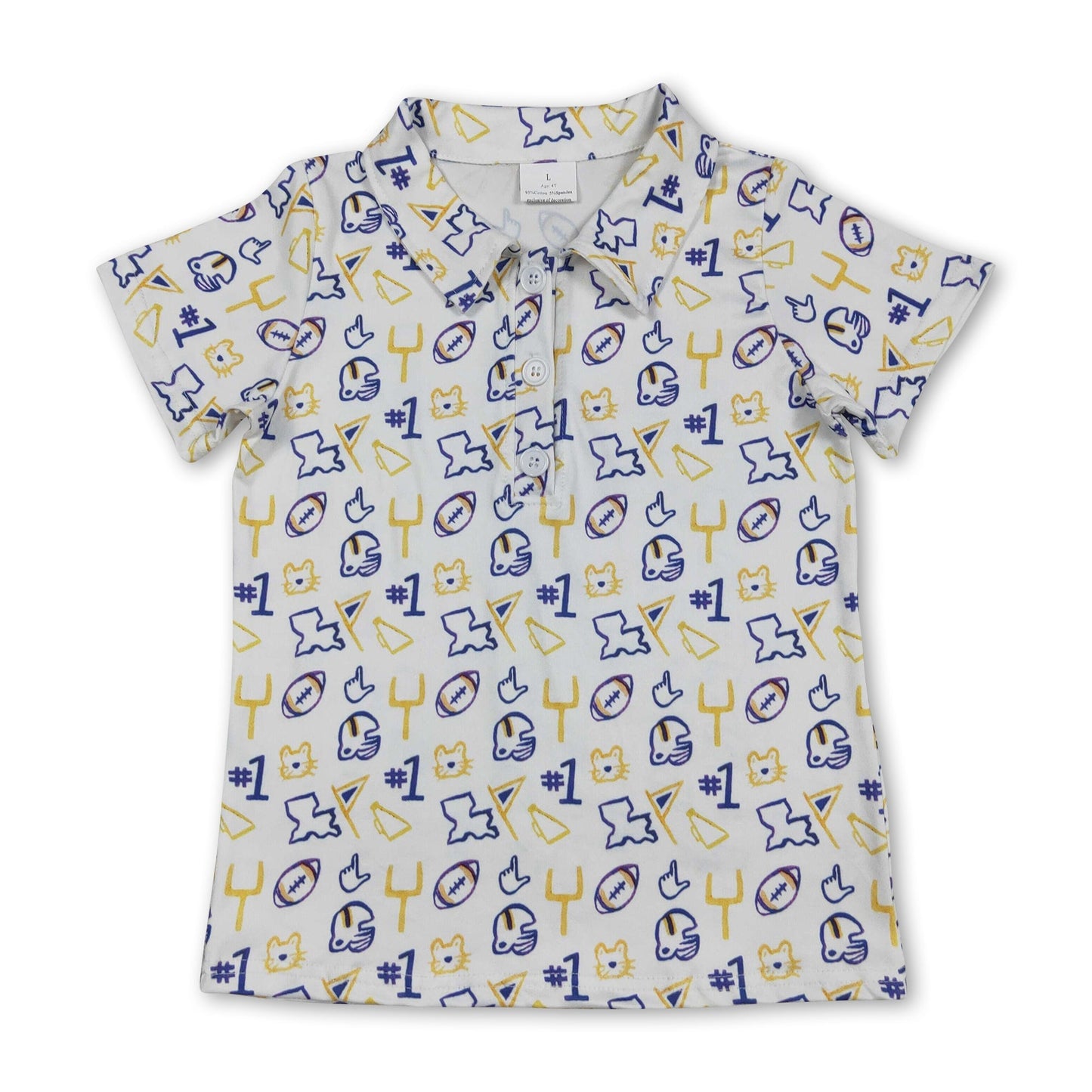 Short sleeves yellow football kids boys team polo shirt