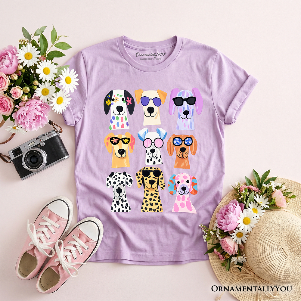 Kids Colorful Dogs T-Shirt, Animals Breeds Summer Youth Tee