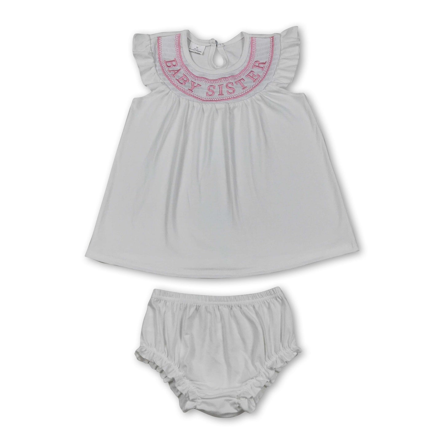 Flutter sleeves baby sister tunic bummies girls outfits