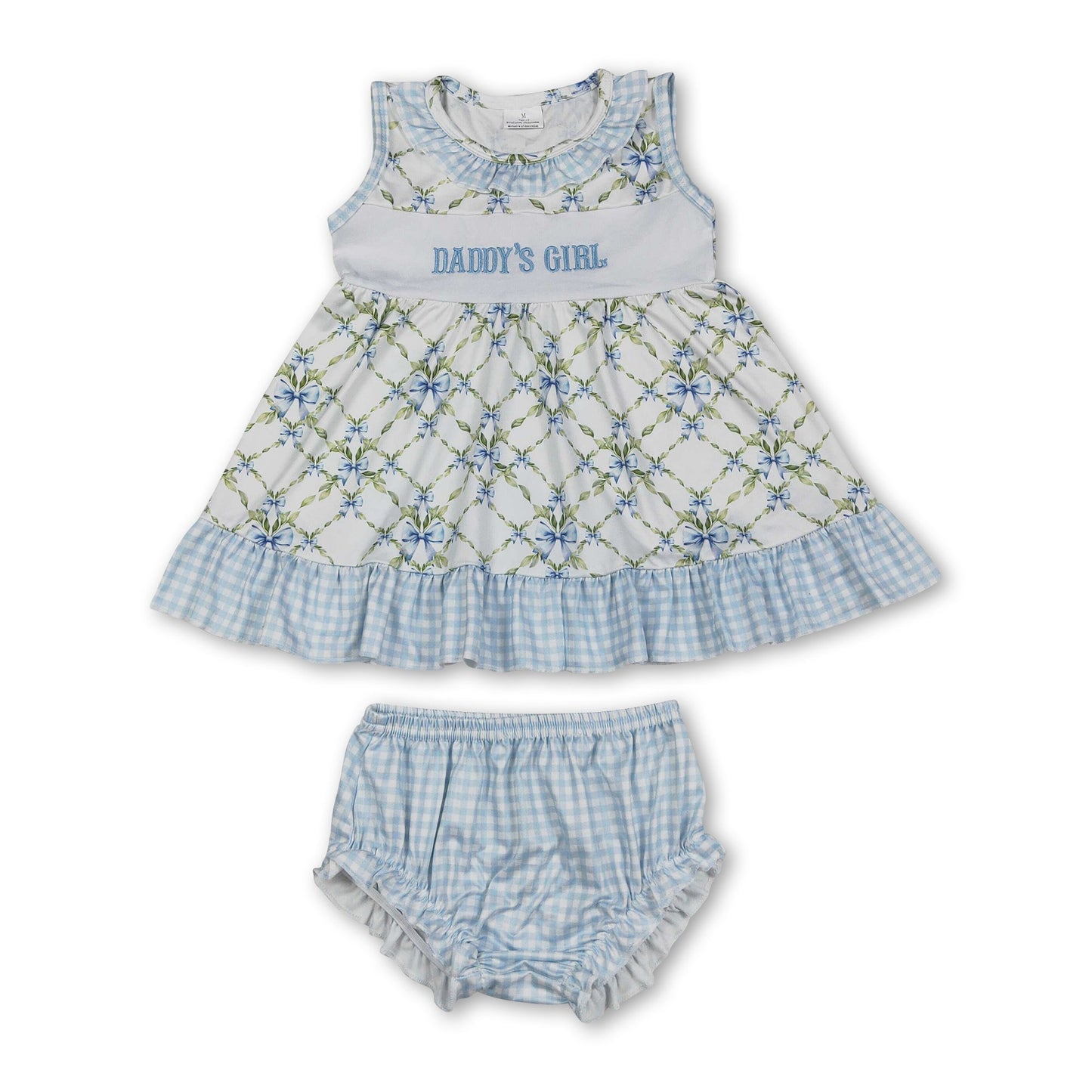 Sleeveless daddy's girl bow tunic bummies girls outfits