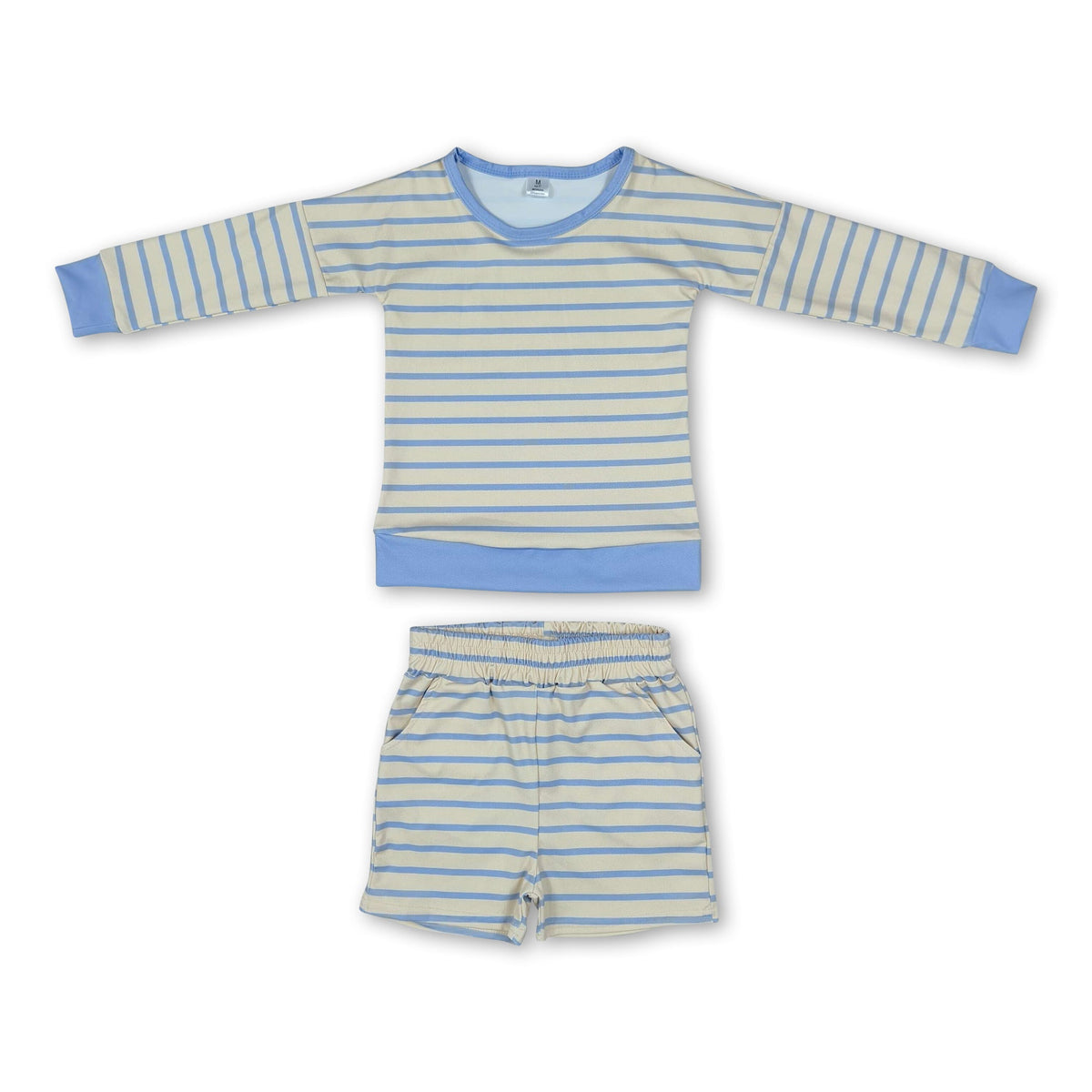 Yellow Stripe Top & Scallop Shorts Set