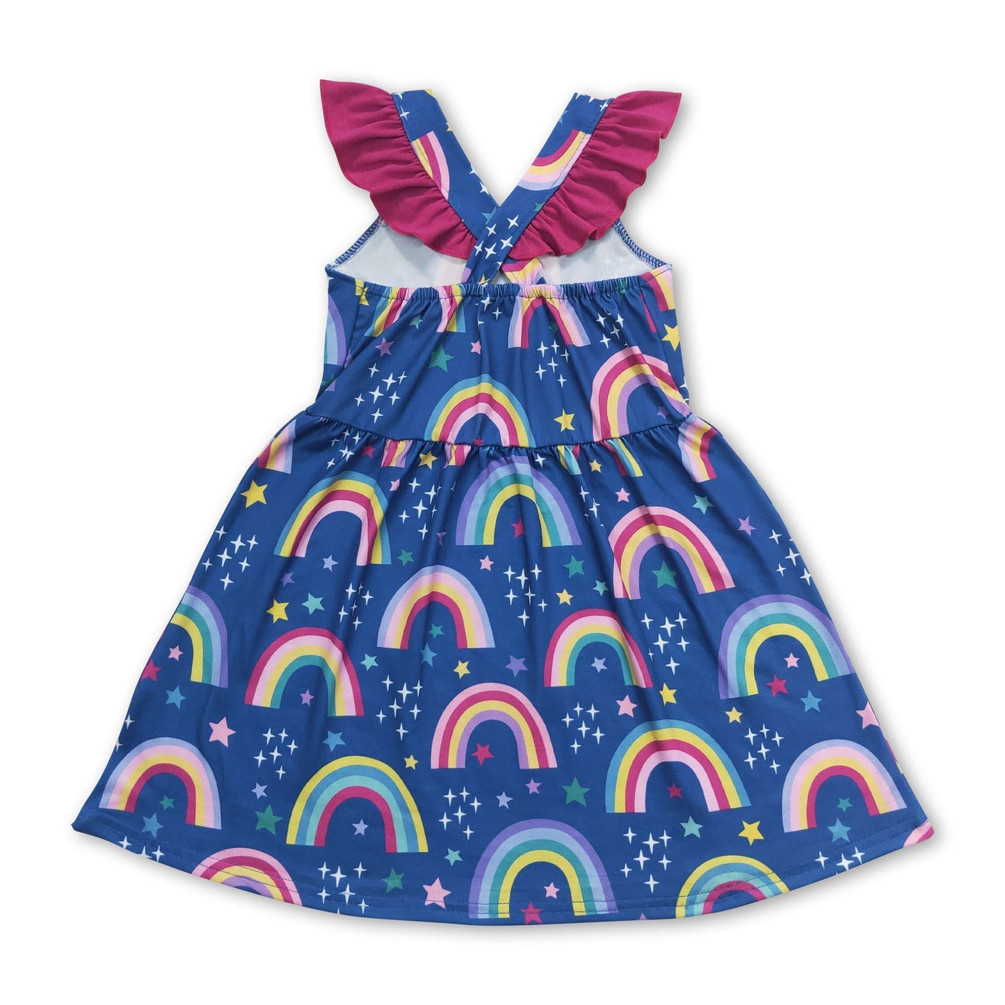 Flutter sleeves rainbow baby girls summer dress