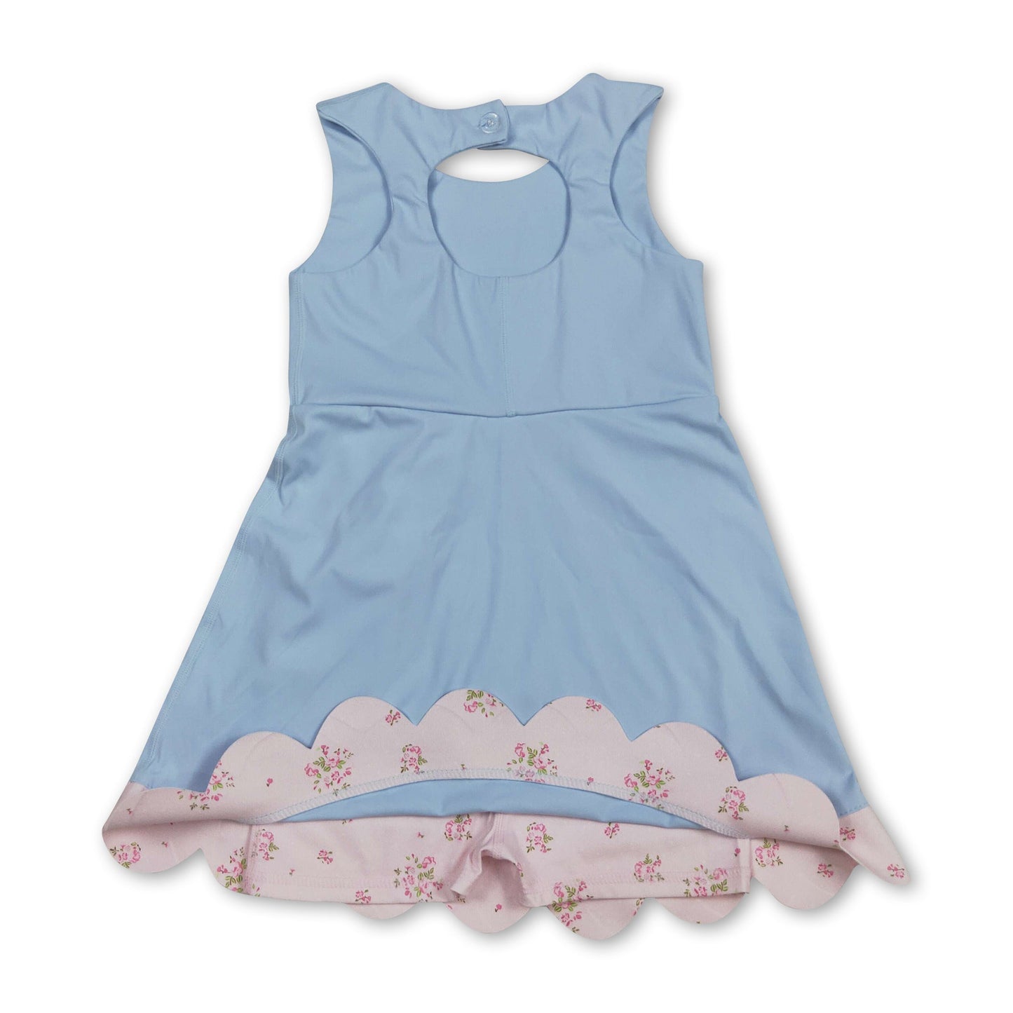 Sleeveless floral bow light blue kids girls summer athletic dress