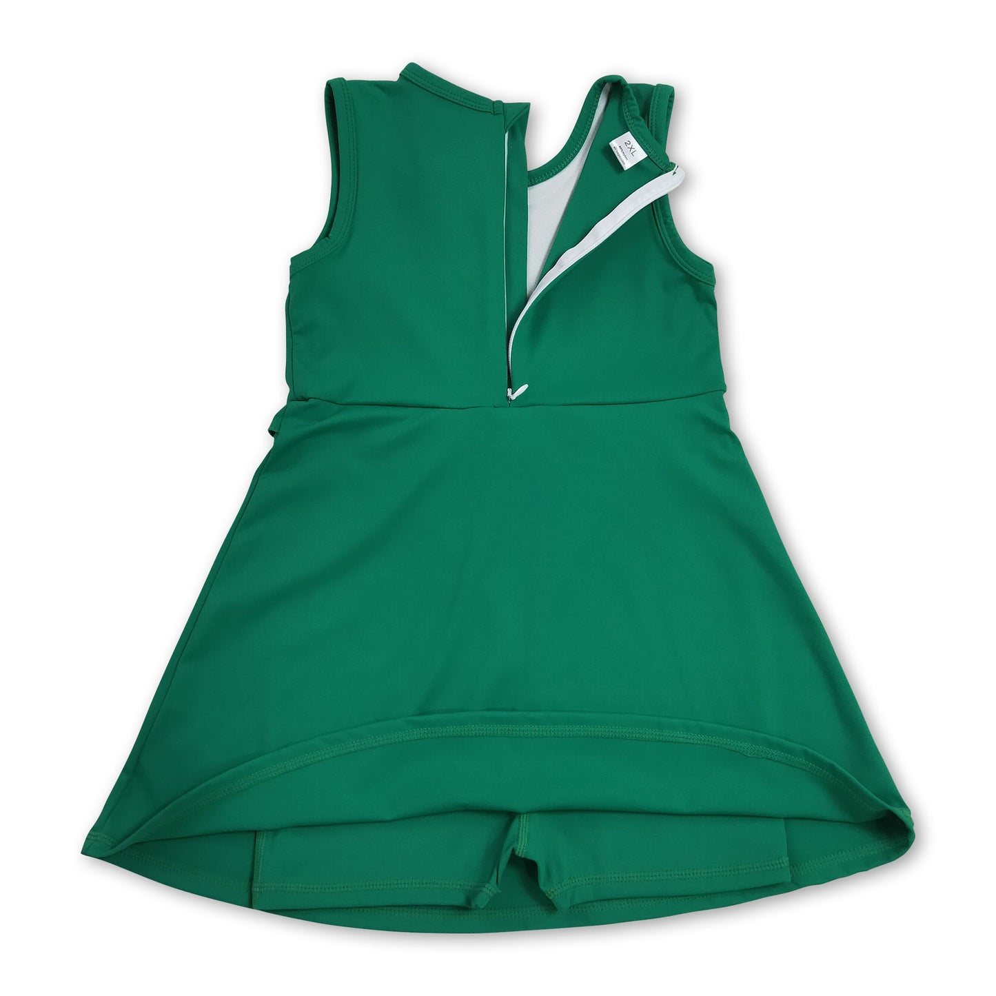 Sleeveless green ruffle kids girls summer athletic dress
