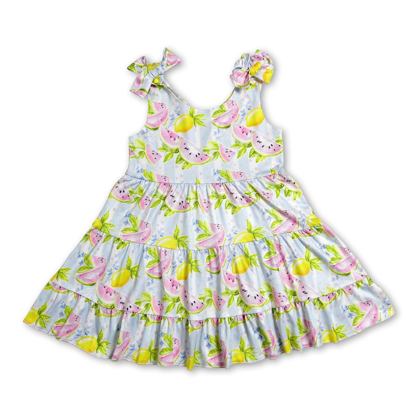 Sleeveless lemon watermelon kids girls summer dress