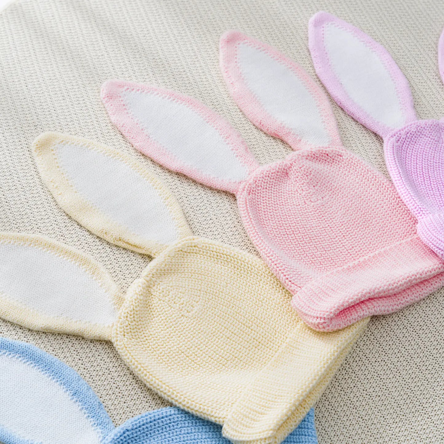 Bunny Ear Knit Beanie in Cream