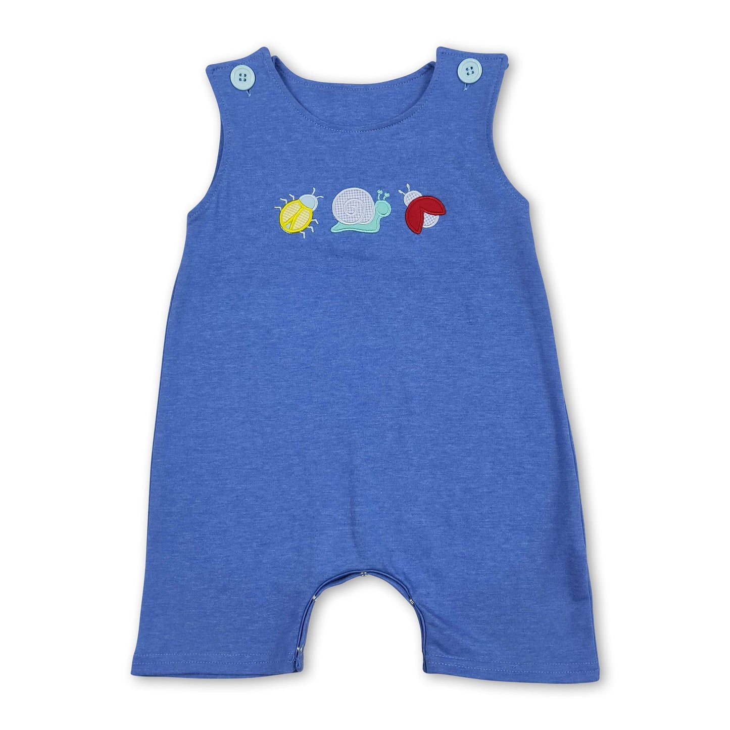 Sleeveless cotton snail embroidery baby boy romper