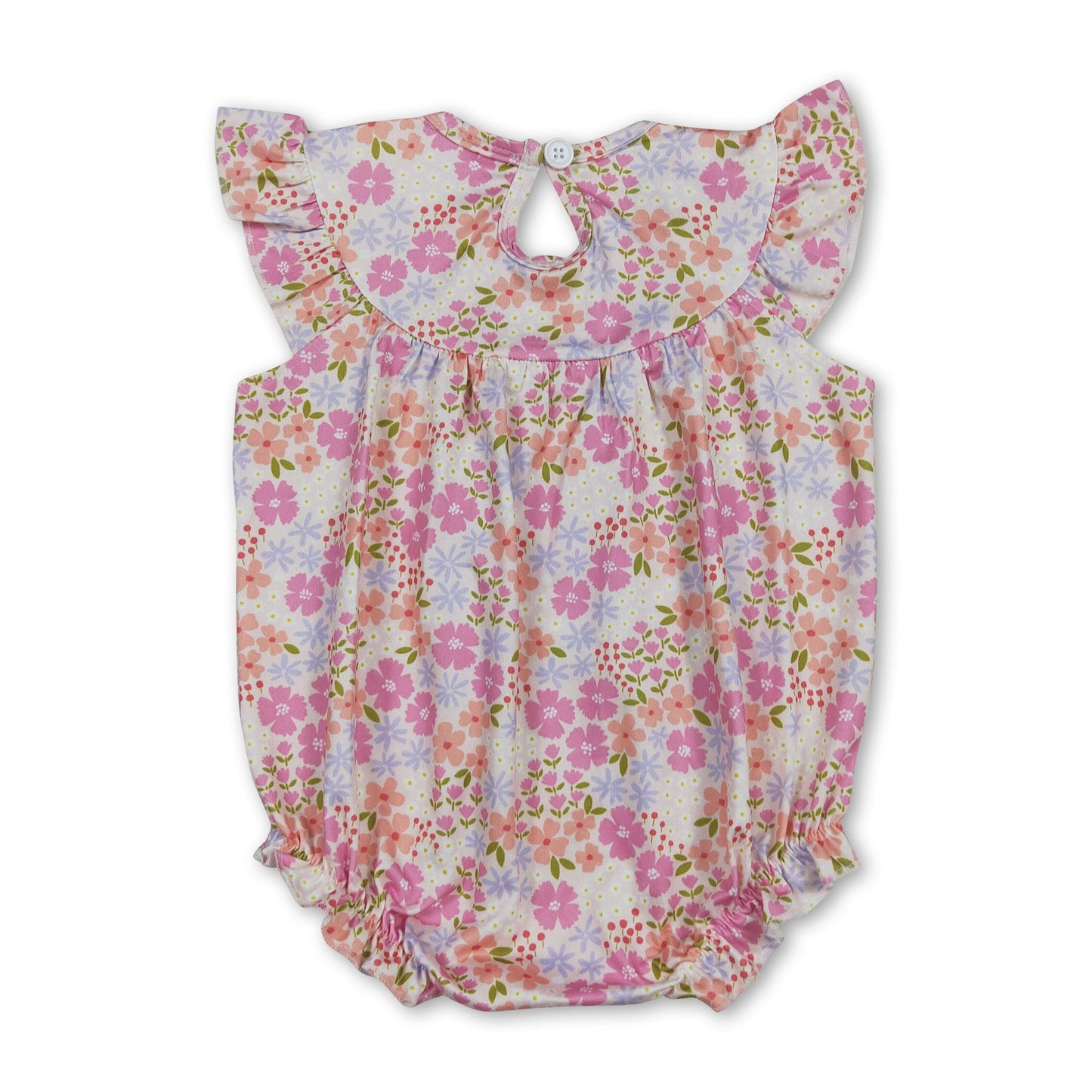I love dad smocked pink floral baby girls summer romper
