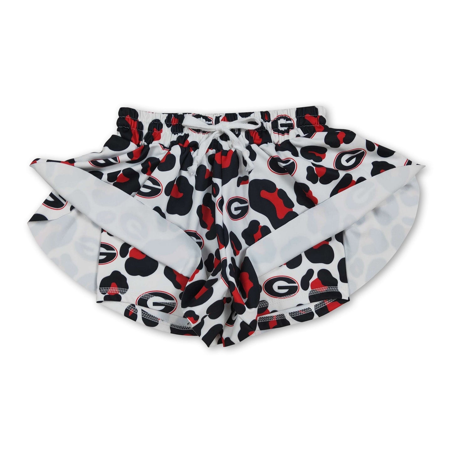 Red leopard G kids girls team active summer YOGA shorts