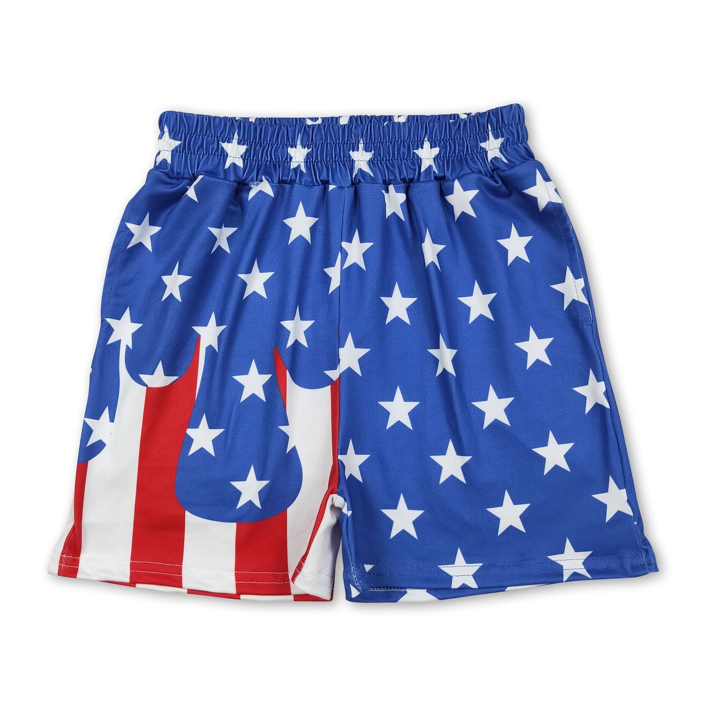 Short sleeves stars stripe kids boys 4th of july swim trunks