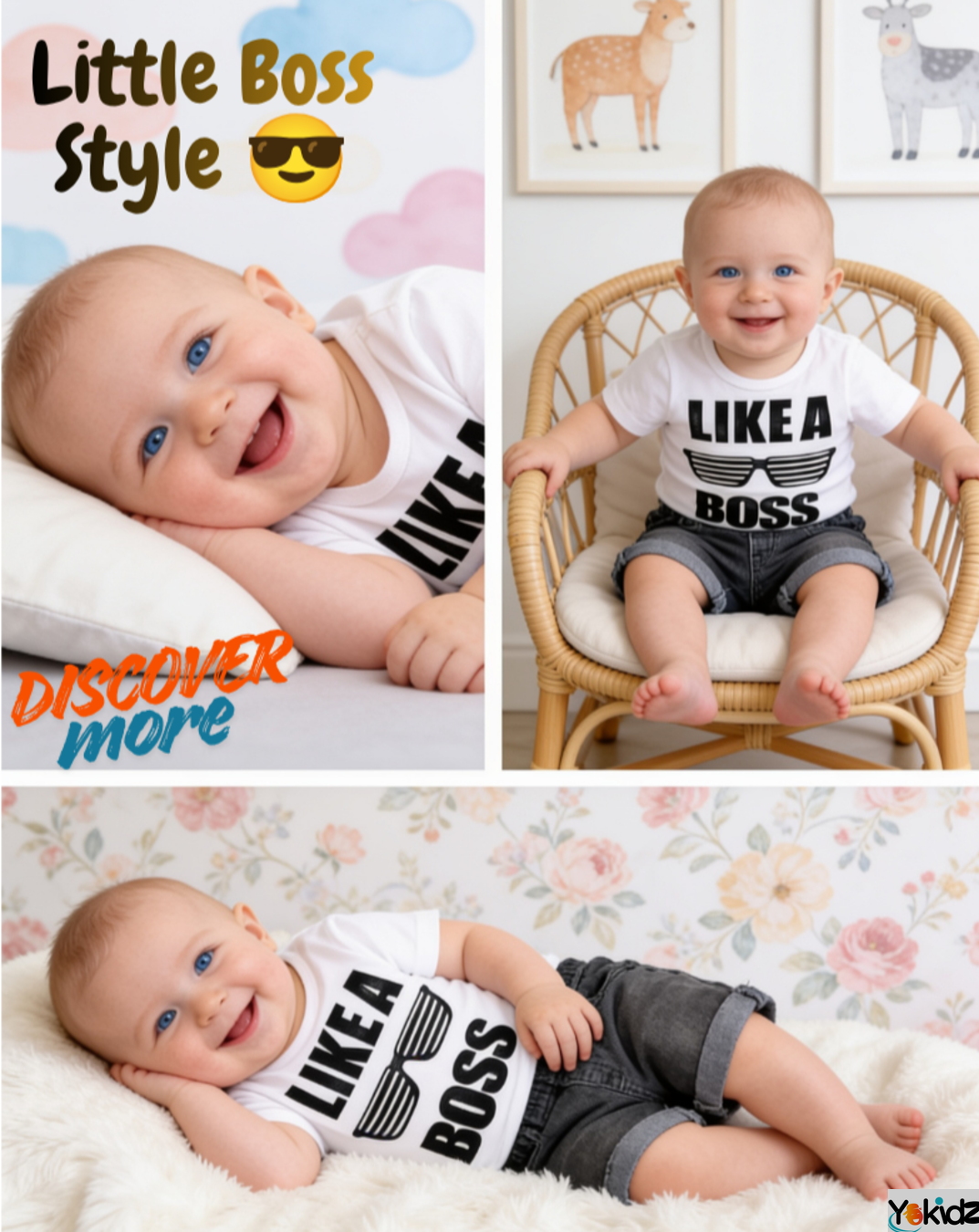 Boys' Short Sleeve Letter T-Shirt & Denim Shorts Set - # BAAA51210050 & BOAA11310009