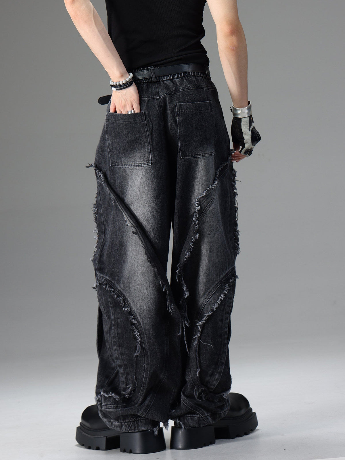 American-style Vintage Deconstructed Distressed Jeans