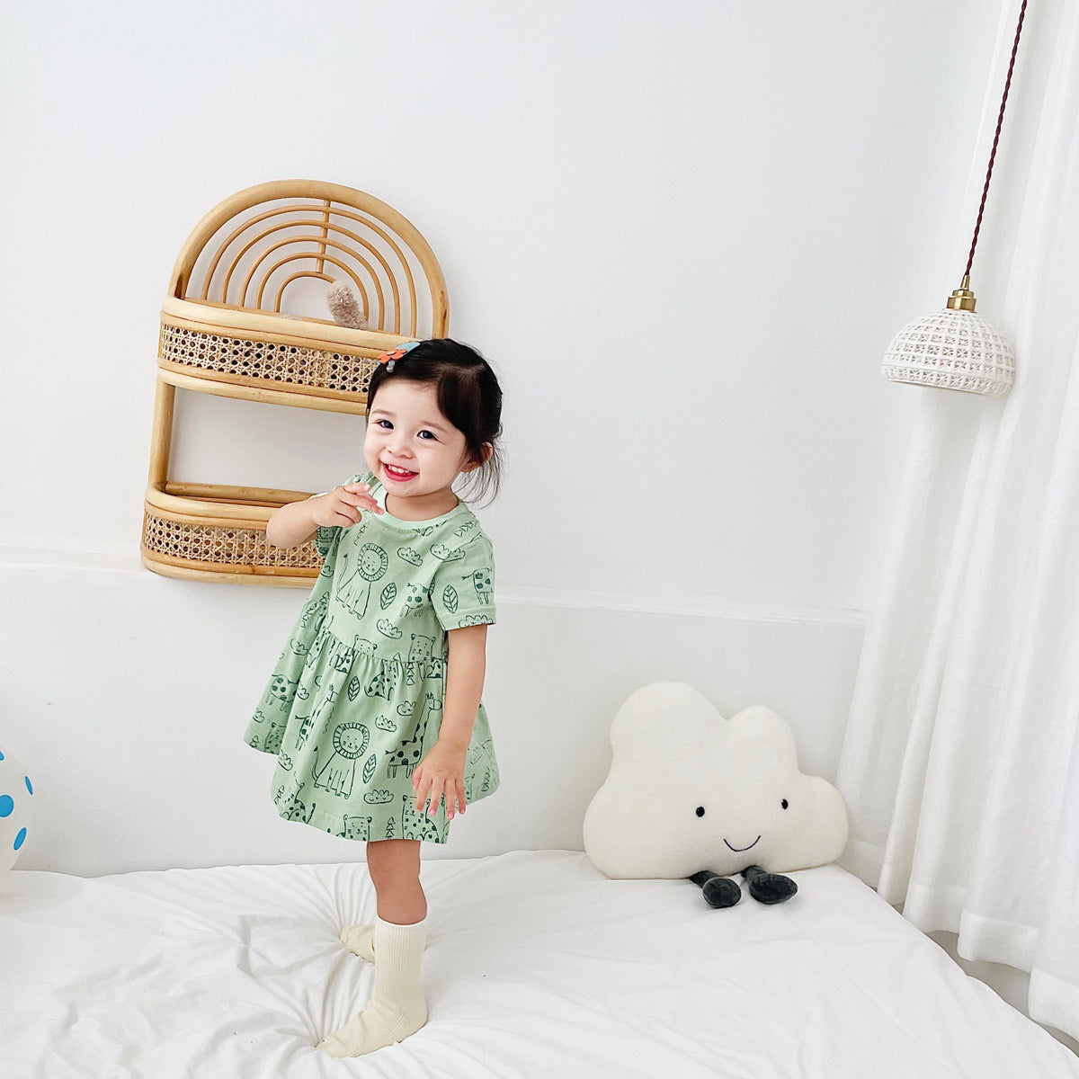 Cartoon Printed Summer Dress for Baby Girls - # BAAA51110007