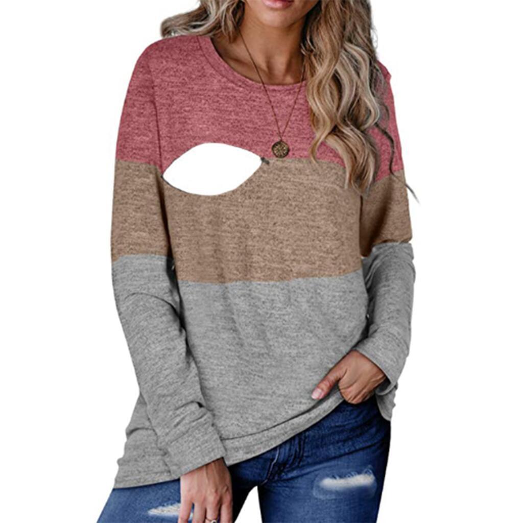 Chic Colorblock Nursing Crew T-Shirt - # NURSGA11110106