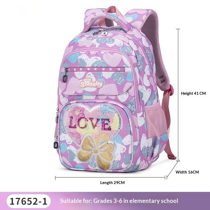 Spine-Protecting Load-Reducing Cartoon Cat Childrens School Bag