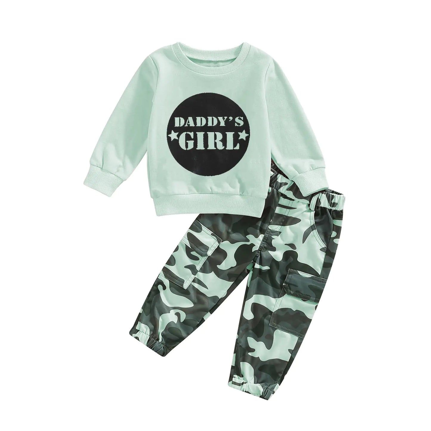 Douhoow Toddler Girl Clothes Baby Girl Sweatshirt Tops Camo Pants 4T 5T Girl Fall Winter Festival Outfits (Green 4-5 Years) - # GIAA212310016