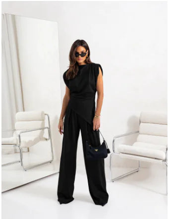 Elegant Women's Summer Two-Piece Set with Wide Pants - # GIAA232310001