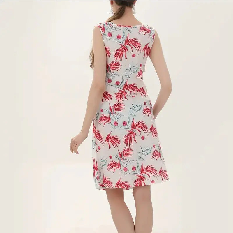 European American Maternity Dress - Printed V-neck Design - # PRGTA11510011