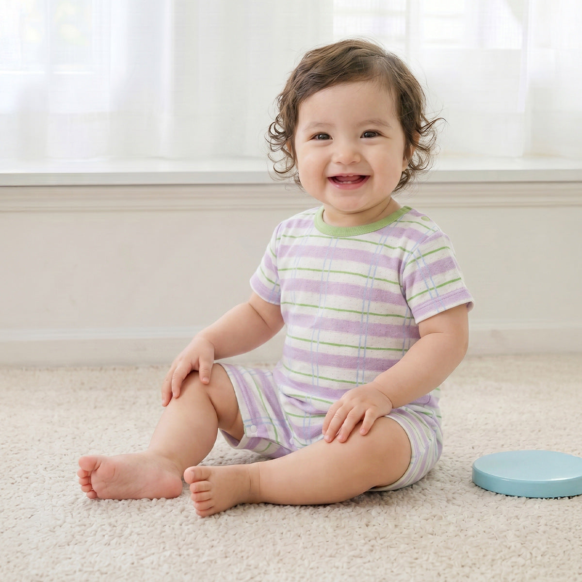 Baby Mesh Breathable Thin Short-sleeve Onesie