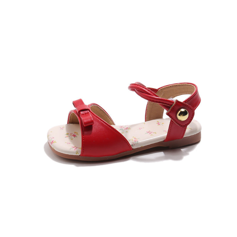 Summer New Korean-style Girls Princess Shoes With A Bow And A Strap Across The Foot
