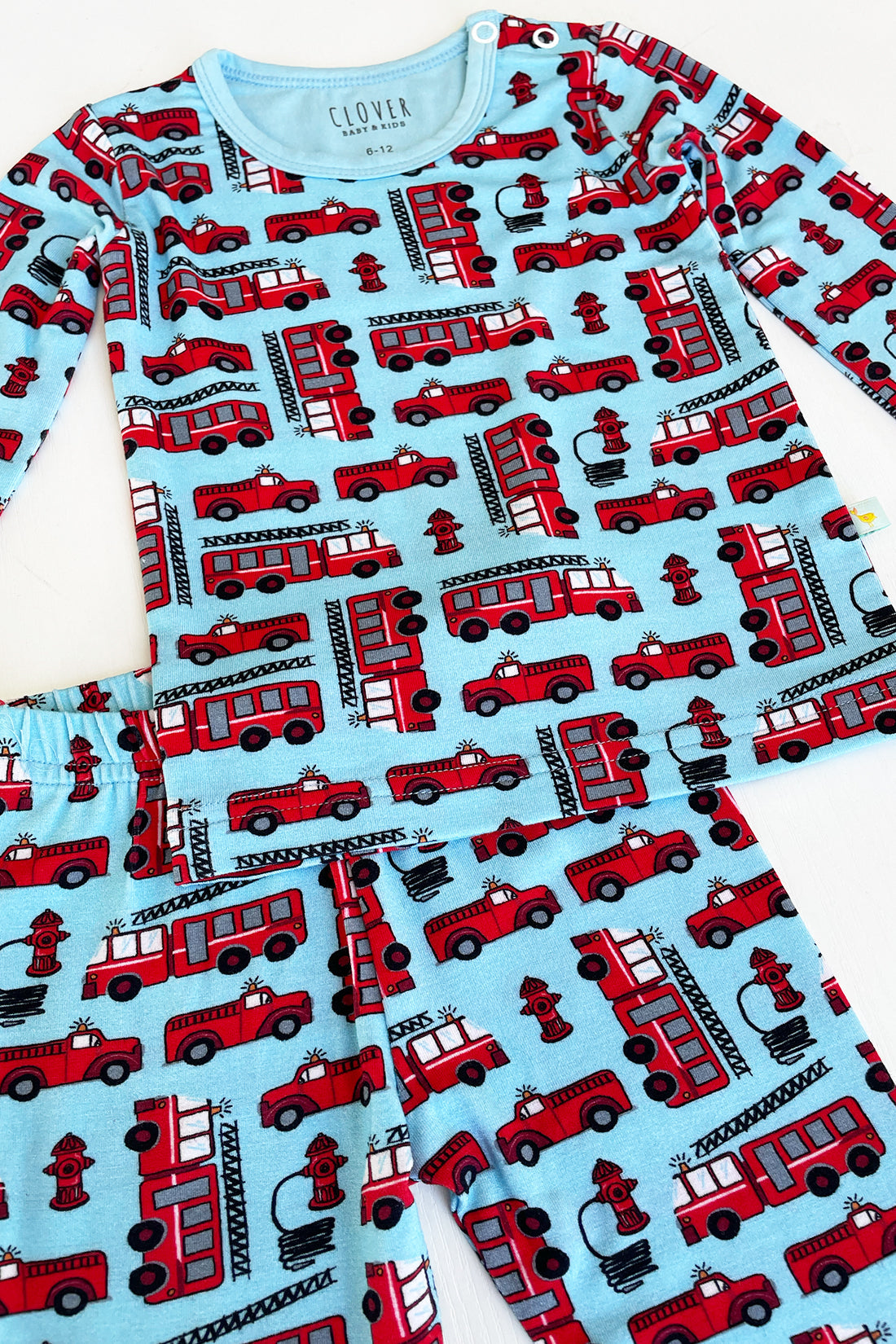 Long-Sleeve Top & Pants Pajama Set - Fire Trucks