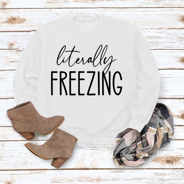 Girls Printed Loose Round Neck Long Sleeve Top Sweater - # GIAA23510035