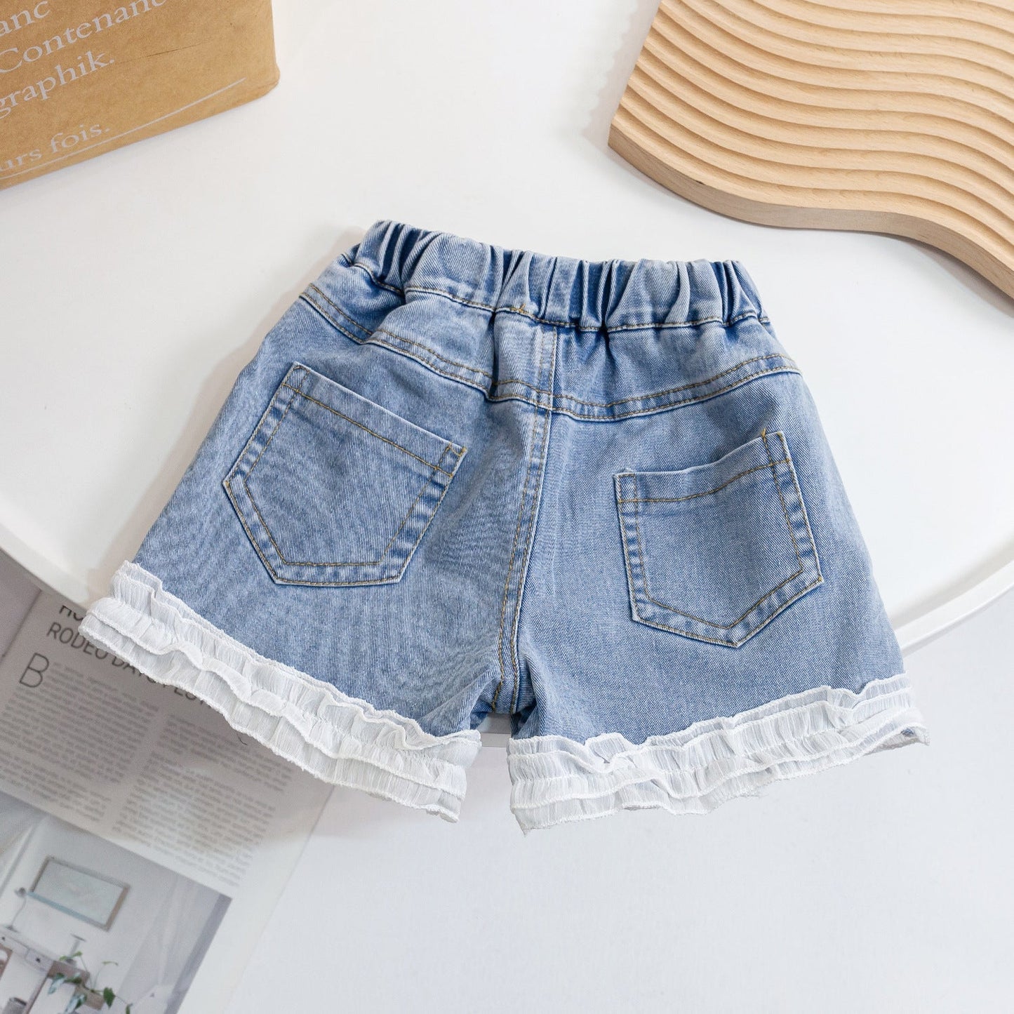 Girls' Summer Bowknot Denim Shorts | For Ages 1-5 Years- # BAAA1B11010012 & GIAA21410017