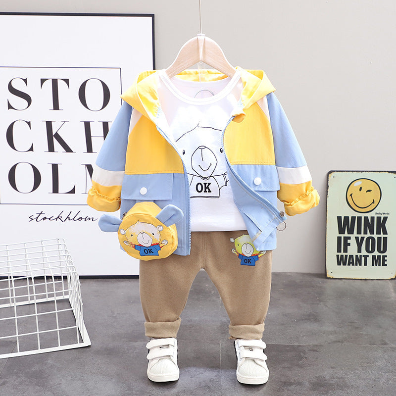 Kids' Spring Autumn Cartoon Hooded Jacket 3-Piece Set - # BAAA51210052 & BOAA11310022 & GIAA21310008