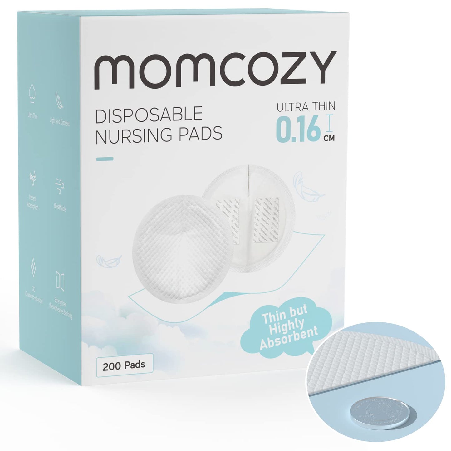 Momcozy Ultra-Thin Disposable Nursing Pads | 200 Count - # BAGE21410003