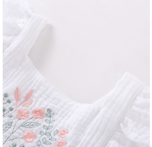 New Summer Double Gauze Embroidered Baby Romper - # BAAA21110042