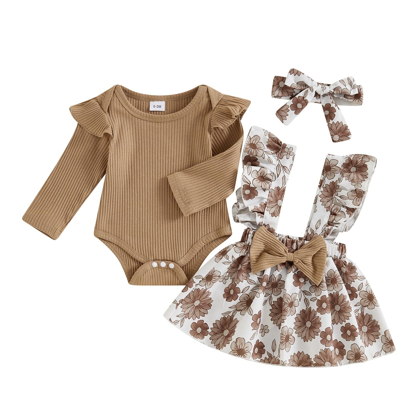 Newborn Long Sleeve Ruffle Romper| Baby Girl Fall/Winter/Spring Outfits | 6-12 Months - # BAAA51110028