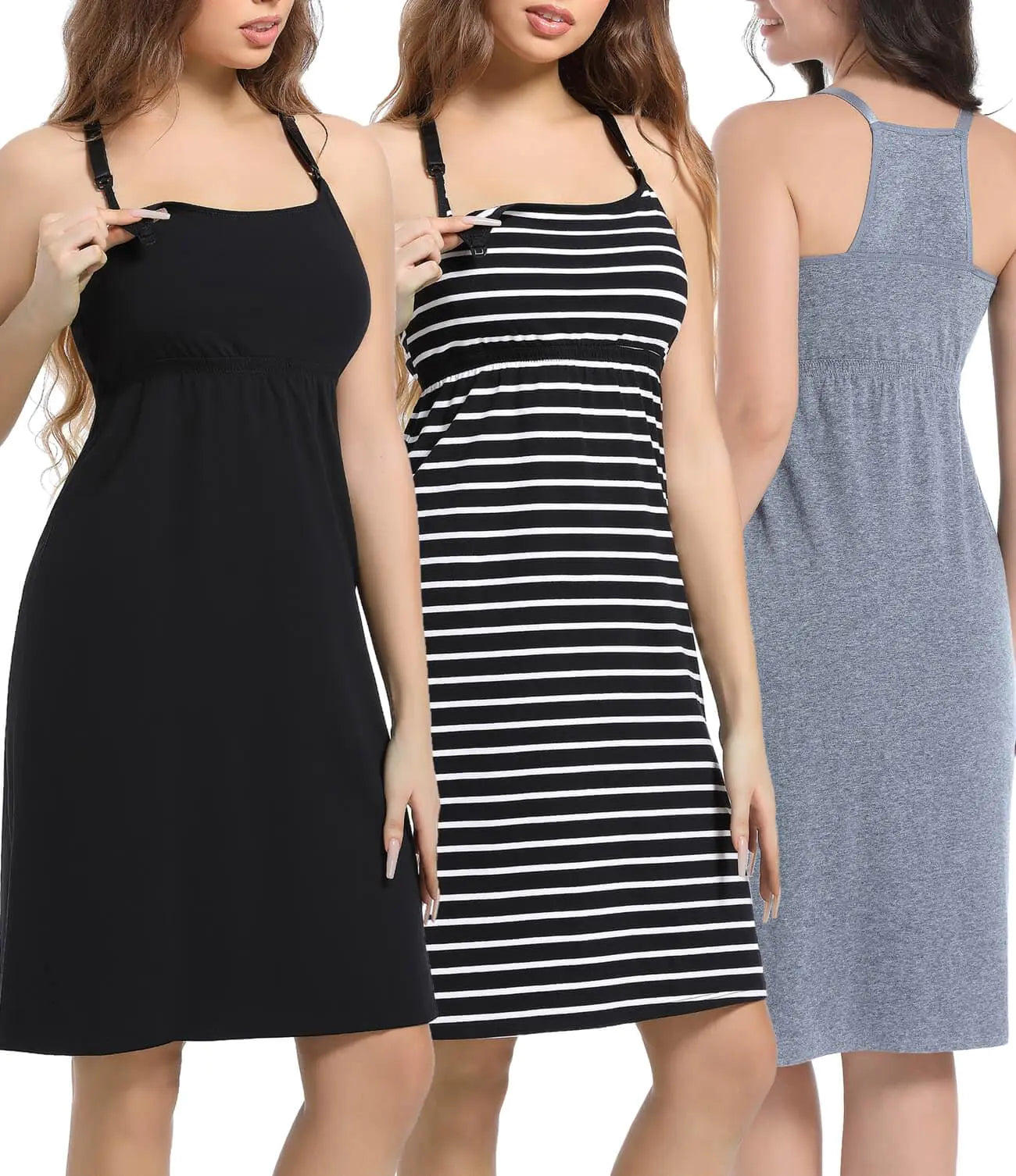 SUIEK Womens Maternity Nursing | Tank Tops Cotton Breastfeeding | Nightgown Maternity Sleepwear | 3 Pack | X-Large - # NURSGA11110112