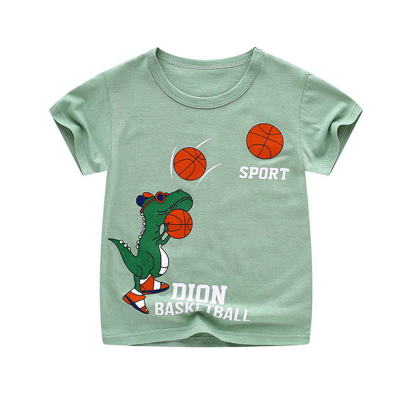 Summer Cartoon Cotton Short Sleeve T-Shirt for Kids - # BAAA1111010021 & BOAA11510032