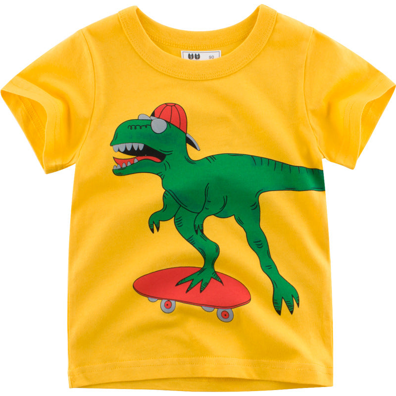Summer Kids Short Sleeve T-Shirt with Dinosaur Print - # BAAA1111010022 & BOAA11510031