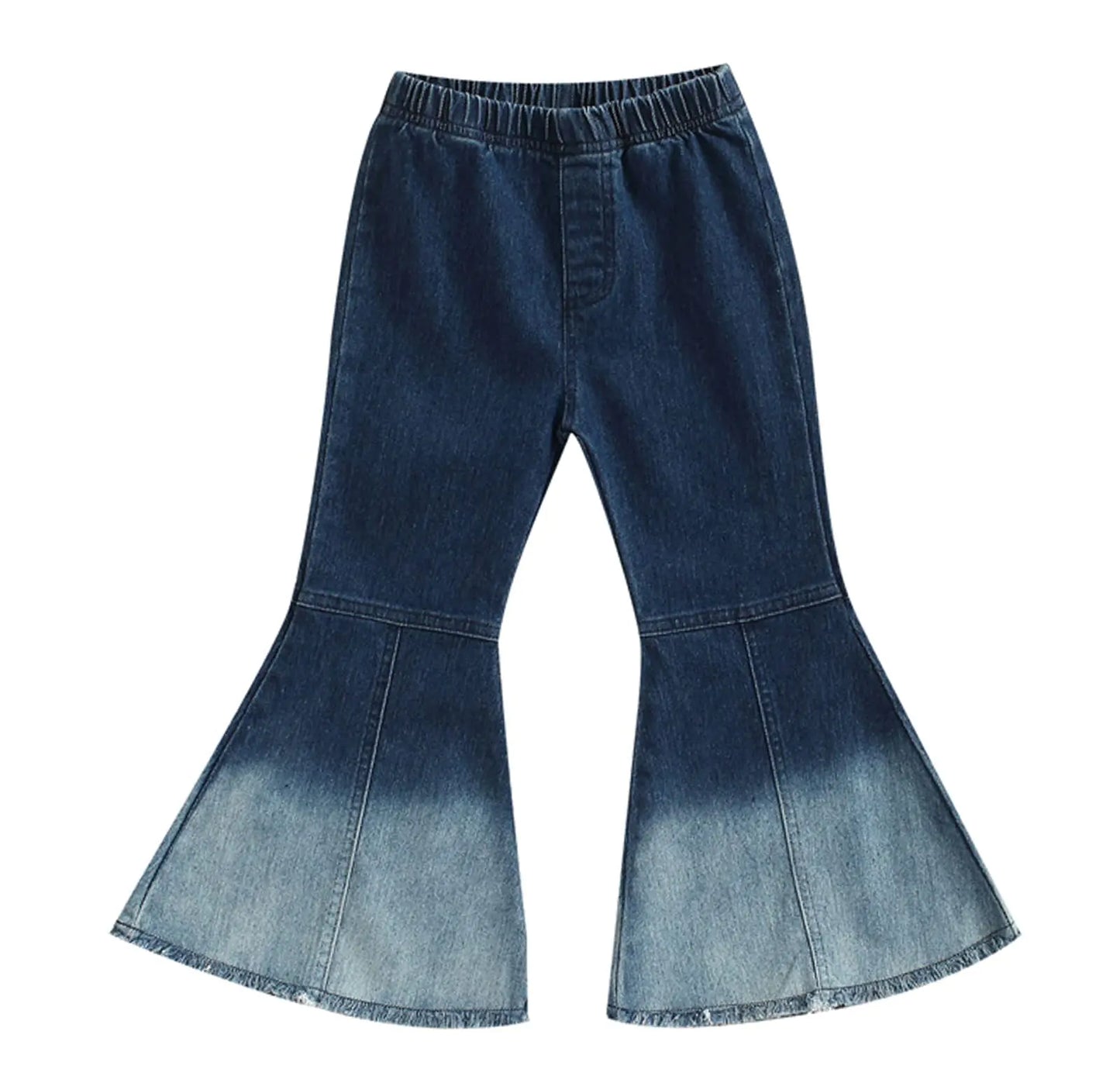 TAOHONG Toddler Baby Girl Flared Jeans Ripped Trousers Bell-Bottom Denim Pants Spring Fall Clothes Gradient Blue - # GIAA21410004