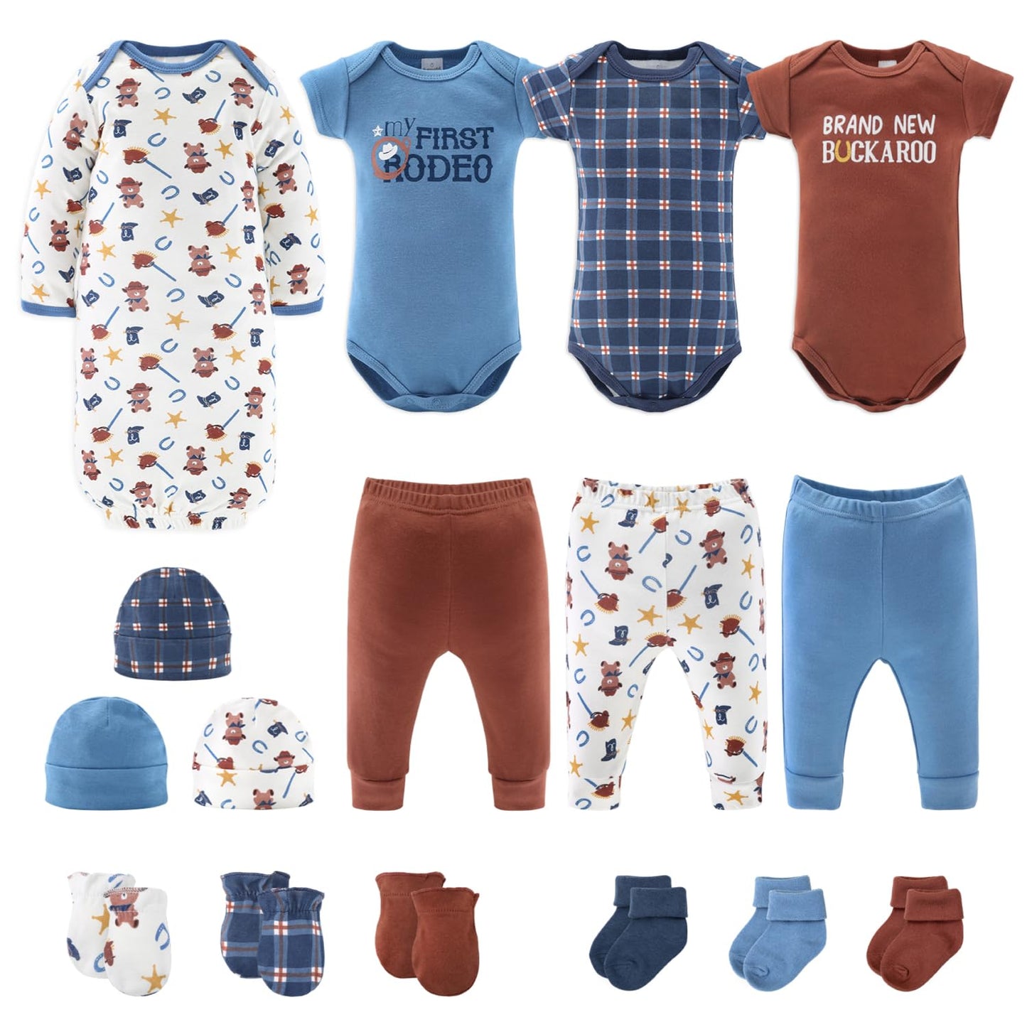 The Peanutshell Newborn Clothes & Accessories Gift Set | For Baby Boys | 16 Piece Layette Set | Fits Newborn to 3 Months - # BANB11110013