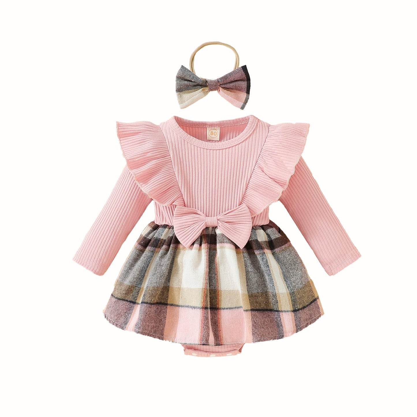 Toddler Baby Girl Romper | Lace Ruffle Long Sleeve Ribbed Romper | - # BAAA51110027