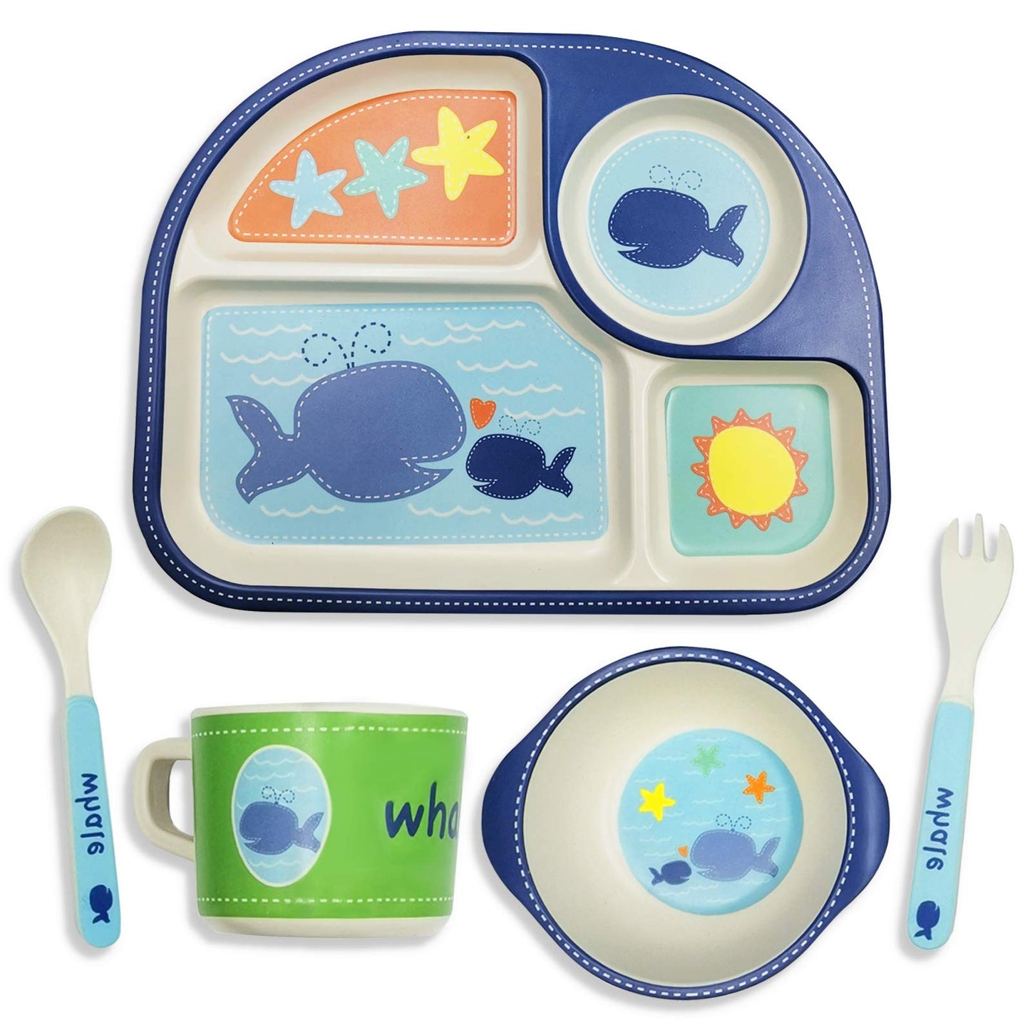 Toddler Plates and Bowls Set | Bamboo Plate Dishes - # BAGE21110024